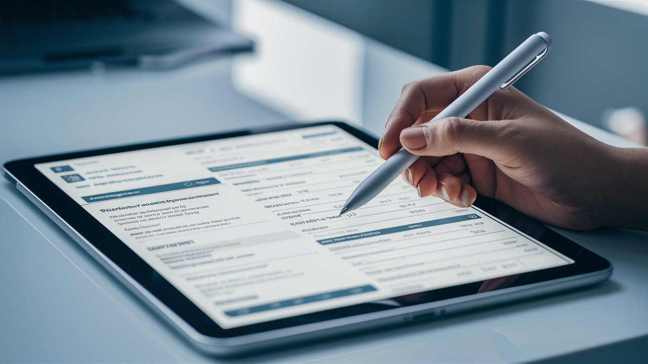Electronic patient medical details being recordded on a tablet